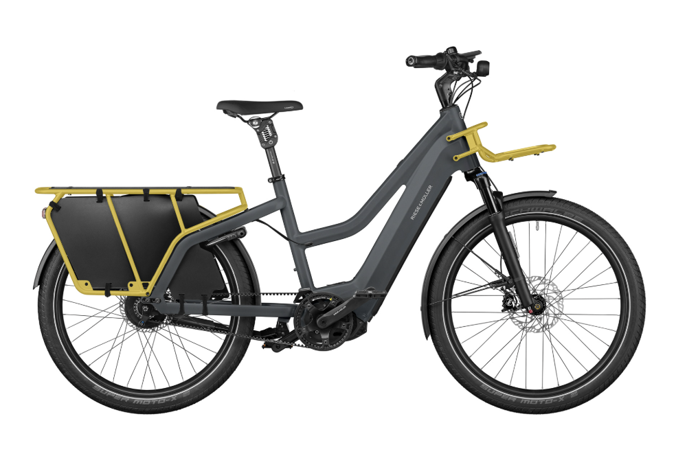 Riese &amp; Müller Multicharger2 Mixte GT vario / utility grey/curry matt / 47 cm / Cockpit Intuvia 100 / 750Wh / Porte-bagages avant Cargo / Option GX / Kit Passenger / Safety bar kit avec protection complète / Sacoches Cargo / Code de configuration F01186_11160401081712064514